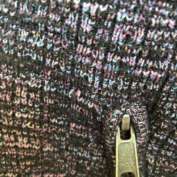 Free People Sweater Women Medium Heather Dark Purple Bomber Jacket Zip Front - Picture 5 of 16